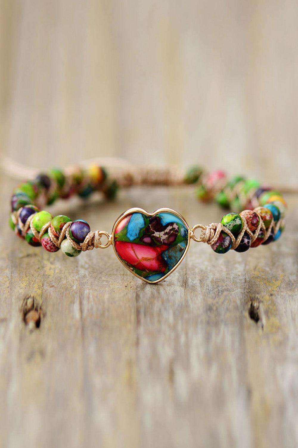 Handmade Heart Shape Natural Stone Bracelet - Crazy Like a Daisy Boutique