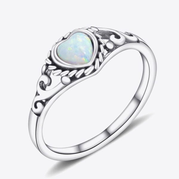 Heart-Shape Opal Ring 925 Sterling Silver - Crazy Like a Daisy Boutique
