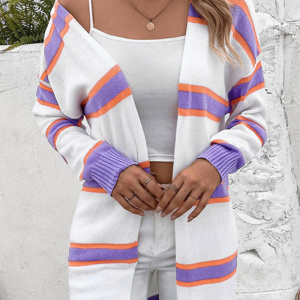 Striped Dropped Shoulder Cardigan - Crazy Like a Daisy Boutique #
