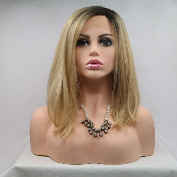 13*3" Lace Front Wigs Synthetic Mid-length Straight 12" 130% Density - Crazy Like a Daisy Boutique #