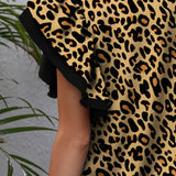 Leopard Round Neck Flounce Sleeve Blouse - Crazy Like a Daisy Boutique #