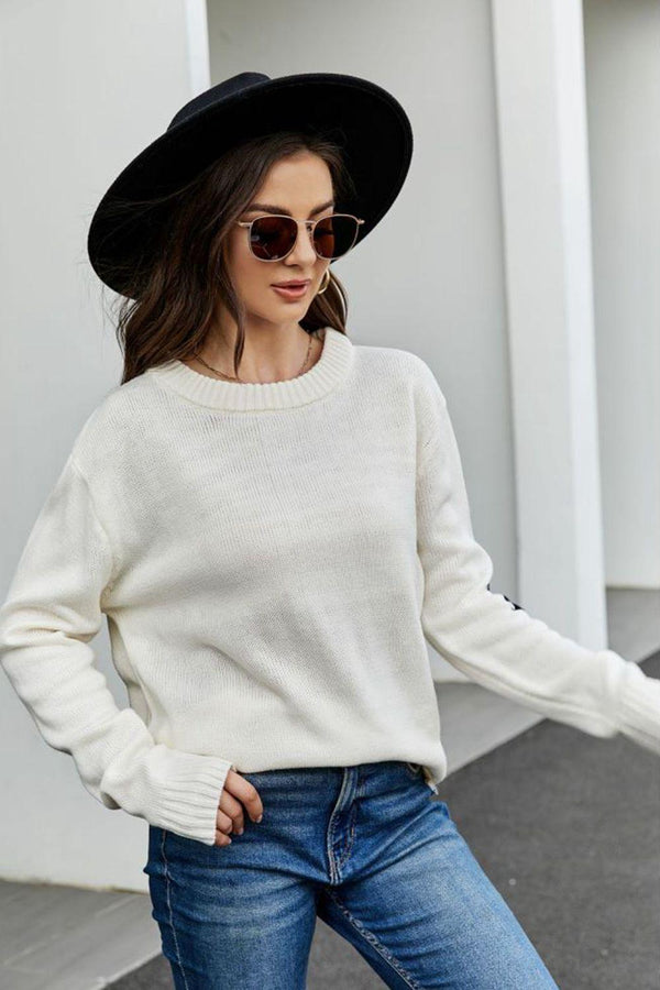 Round Neck Dropped Shoulder Sweater - Crazy Like a Daisy Boutique
