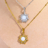 Opal Sun Pendant Stainless Steel Necklace - Crazy Like a Daisy Boutique