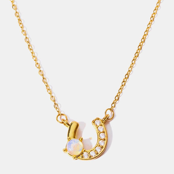 Horseshoe Shape Copper 14K Gold Plated Pendant Necklace - Crazy Like a Daisy Boutique #