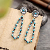 Flower Artificial Turquoise Teardrop Earrings - Crazy Like a Daisy Boutique