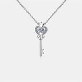 Key Shape Moissanite 925 Sterling Silver Necklace - Crazy Like a Daisy Boutique #