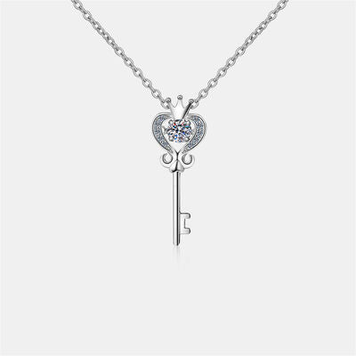 Key Shape Moissanite 925 Sterling Silver Necklace - Crazy Like a Daisy Boutique