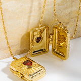 Heart Zircon Box Pendant Copper Necklace - Crazy Like a Daisy Boutique