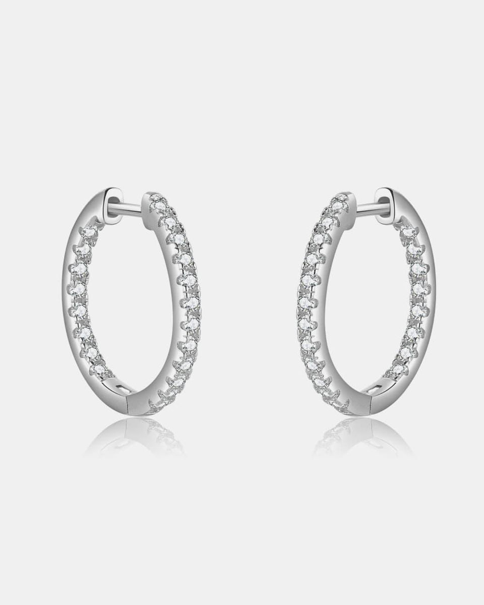 Inlaid Zircon 925 Sterling Silver Huggie Earrings - Crazy Like a Daisy Boutique