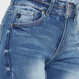 Kancan Distressed Raw Hem High Waist Jeans - Crazy Like a Daisy Boutique #
