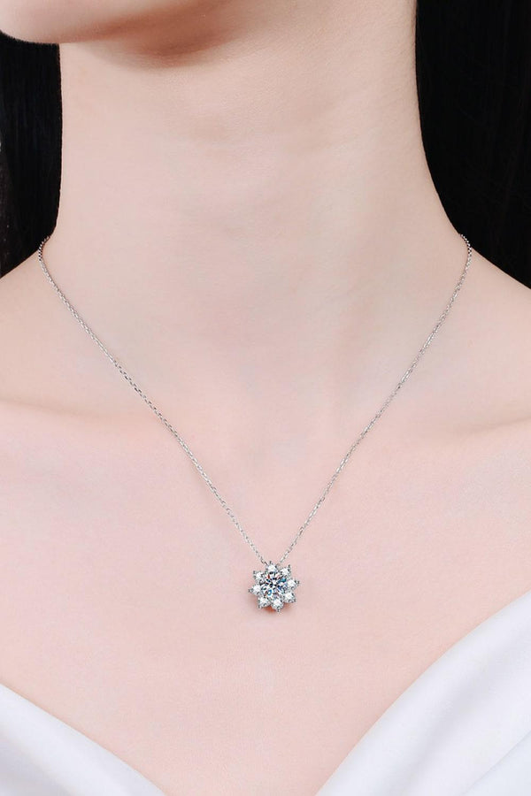 1 Carat Moissanite Floral-Shaped Pendant Necklace - Crazy Like a Daisy Boutique #