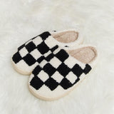 Melody Checkered Print Plush Slide Slippers - Crazy Like a Daisy Boutique #