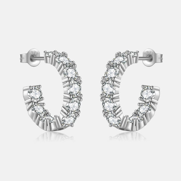 Inlaid Zircon C-Hoop Earrings - Crazy Like a Daisy Boutique