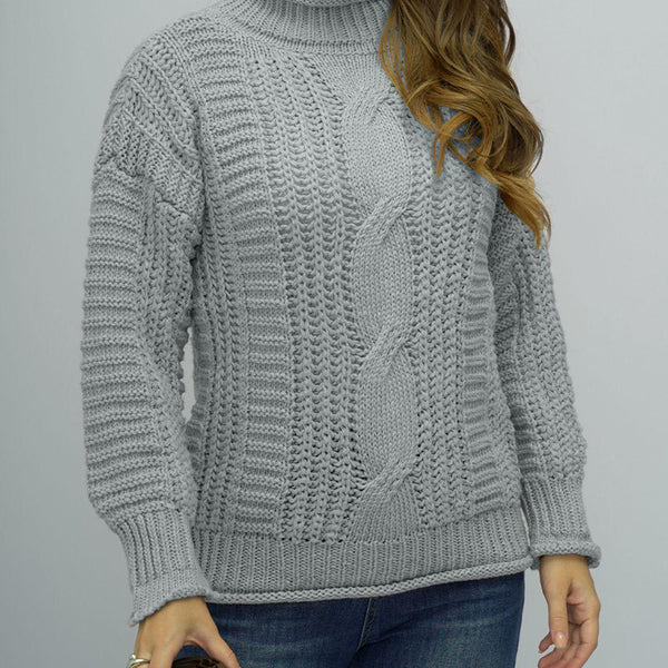 Cable-Knit Mock Neck Sweater - Crazy Like a Daisy Boutique #