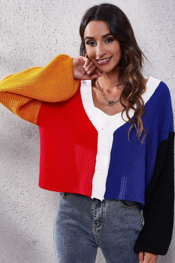 Color Block Ribbed Long Sleeve Cardigan - Crazy Like a Daisy Boutique #