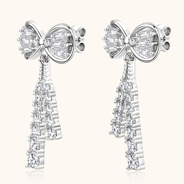 1.12 Carat Moissanite 925 Sterling Silver Bow Earrings - Crazy Like a Daisy Boutique
