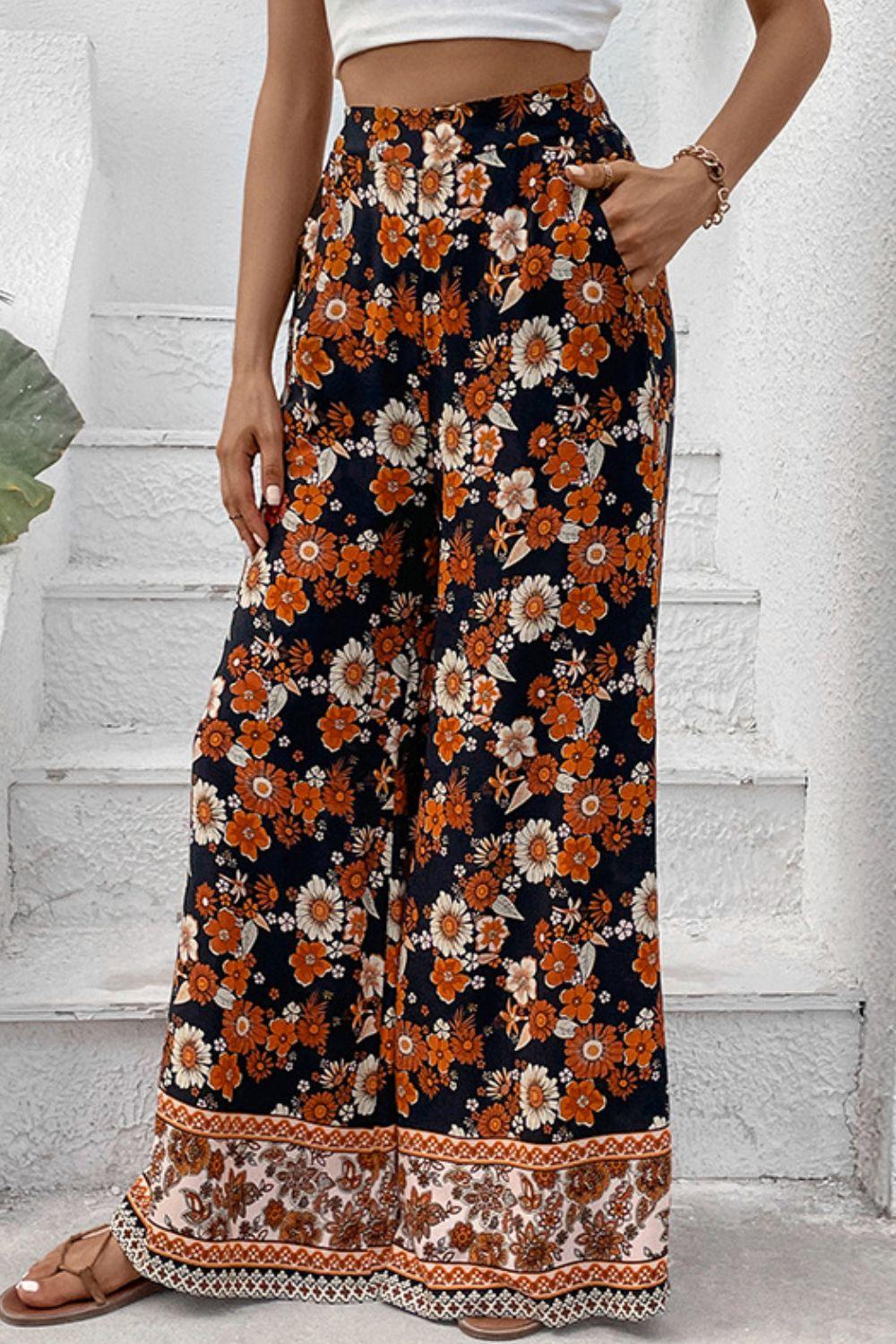 Floral Wide Leg Pants with Pockets - Crazy Like a Daisy Boutique #