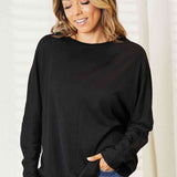 Double Take Seam Detail Round Neck Long Sleeve Top - Crazy Like a Daisy Boutique
