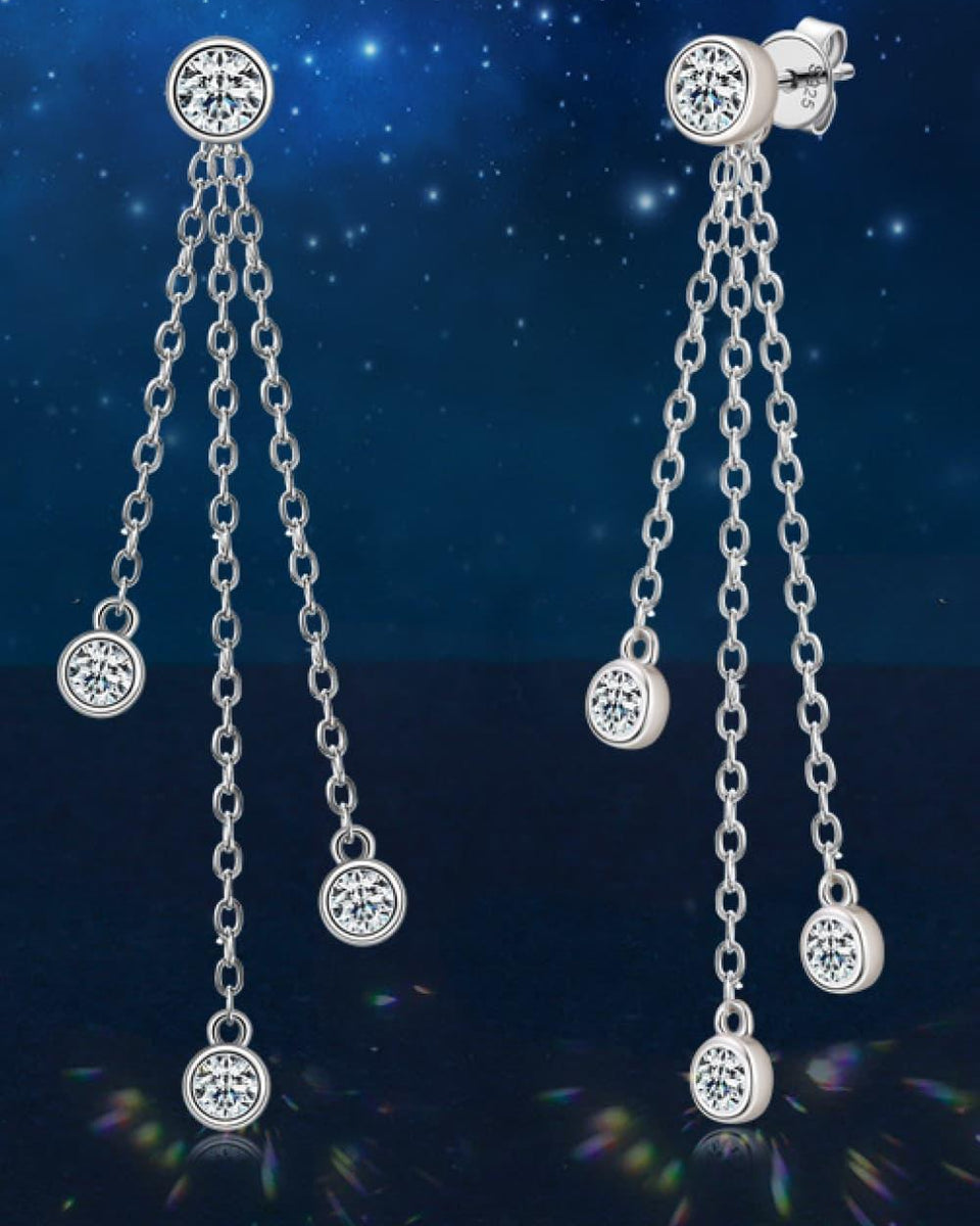 1.2 Carat Moissanite Layered Chain Earrings - Crazy Like a Daisy Boutique