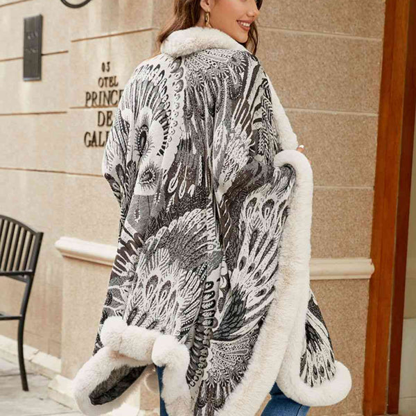 Printed Open Front Poncho - Crazy Like a Daisy Boutique #