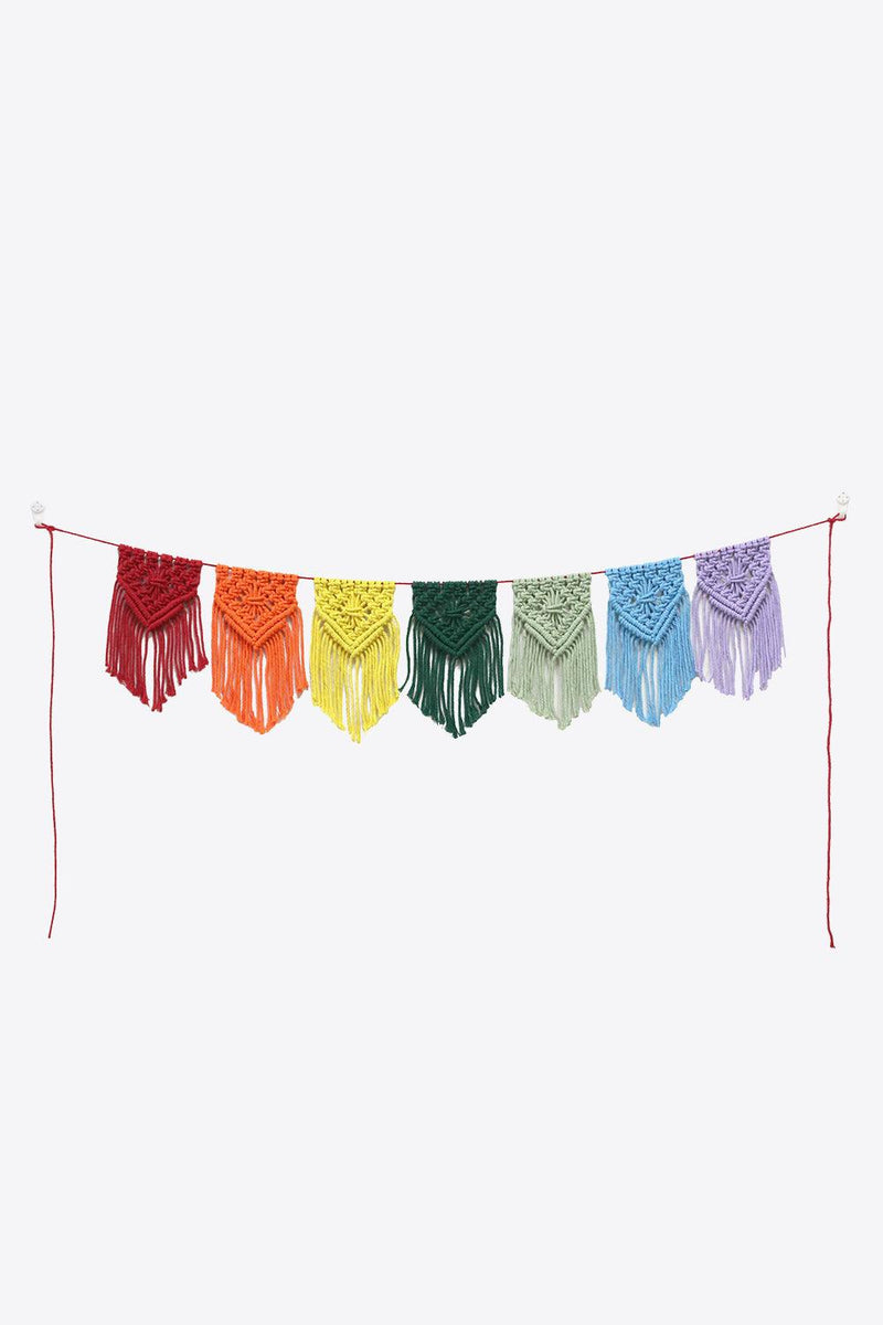 Rainbow Fringe Macrame Banner - Crazy Like a Daisy Boutique