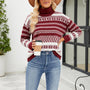 Geometric Turtleneck Long Sleeve Sweater - Crazy Like a Daisy Boutique #