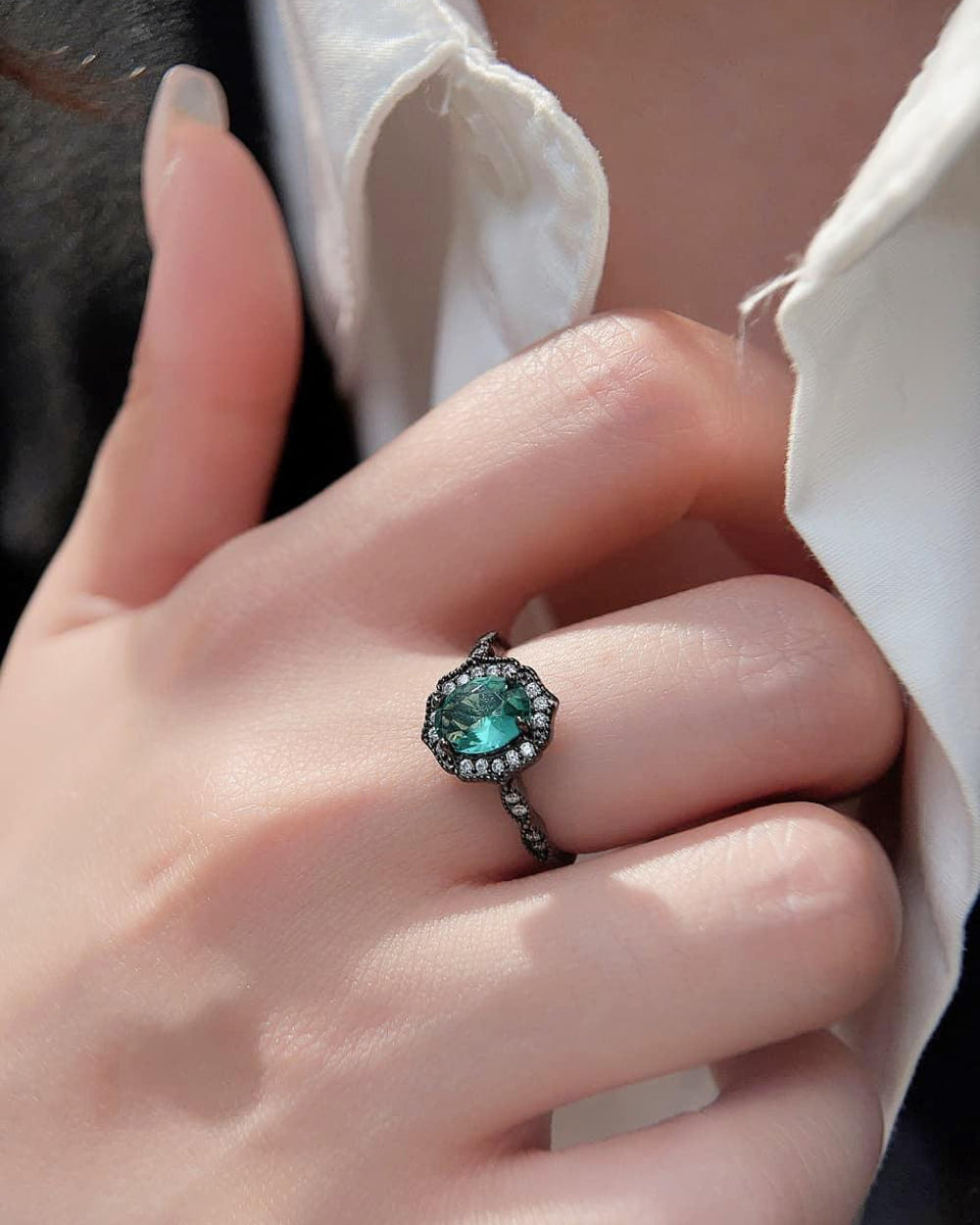 925 Sterling Silver Paraiba Tourmaline 4-Prong Ring - Crazy Like a Daisy Boutique