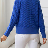 Round Neck Cable-Knit Buttoned Knit Top - Crazy Like a Daisy Boutique