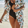 Printed Open Front Half Sleeve Cover Up - Crazy Like a Daisy Boutique #