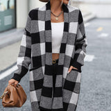Plaid Dropped Shoulder Cardigan with Pocket - Crazy Like a Daisy Boutique