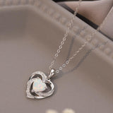 Opal Heart Pendant Necklace - Crazy Like a Daisy Boutique #