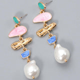Abnormal Shpae Zinc Alloy Synthetic Pearl Dangle Earrings - Crazy Like a Daisy Boutique #