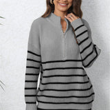 Mock Neck Long Sleeve Zip-Up Sweater - Crazy Like a Daisy Boutique