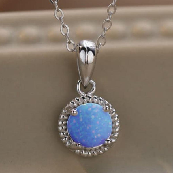 Opal Round Pendant Chain Necklace - Crazy Like a Daisy Boutique