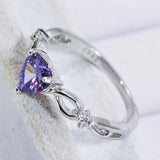 Faux Amethyst Crystal Heart 925 Sterling Silver Ring - Crazy Like a Daisy Boutique #
