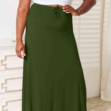 Double Take Full Size Soft Rayon Drawstring Waist Maxi Skirt Rayon - Crazy Like a Daisy Boutique