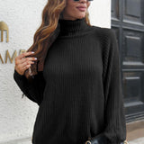 Turtleneck Rib-Knit Sweater - Crazy Like a Daisy Boutique
