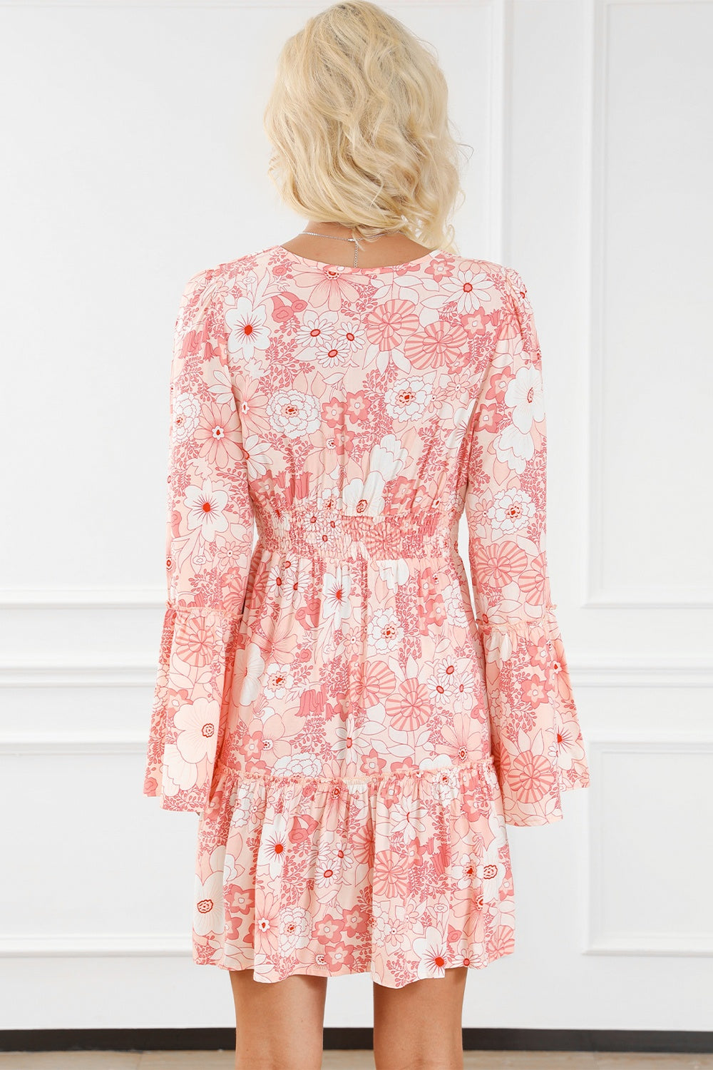 Smocked Printed Flare Sleeve Mini Dress - Crazy Like a Daisy Boutique #