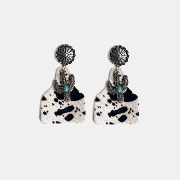 Turquoise Decor Cactus Alloy Earrings - Crazy Like a Daisy Boutique