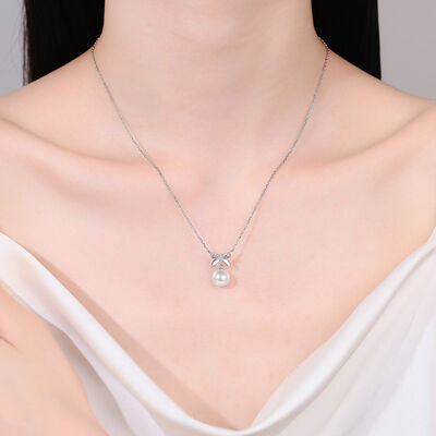 Natural Pearl Pendant Moissanite 925 Sterling Silver Necklace - Crazy Like a Daisy Boutique
