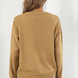 V-Neck Drop Shoulder Sweater - Crazy Like a Daisy Boutique
