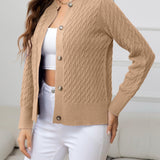 Round Neck Cable-Knit Buttoned Knit Top - Crazy Like a Daisy Boutique
