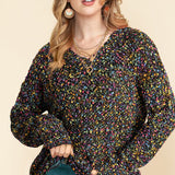 Heathered V-Neck Dropped Shoulder Sweater - Crazy Like a Daisy Boutique #