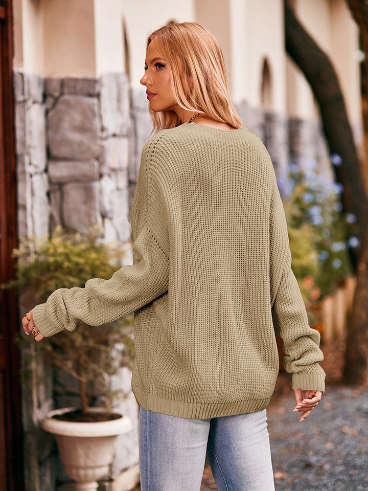 Waffle-Knit Long Sleeve Sweater – Crazy Like a Daisy Boutique