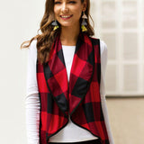 Plaid Open Front Sleeveless Cardigan - Crazy Like a Daisy Boutique #
