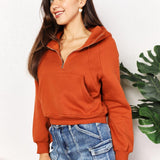 Double Take Half-Zip Long Sleeve Hoodie - Crazy Like a Daisy Boutique