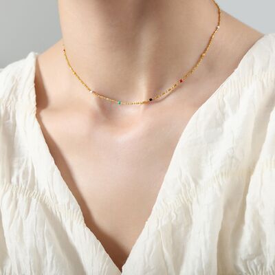 18K Gold-Plated Oil Drip Bead Necklace - Crazy Like a Daisy Boutique