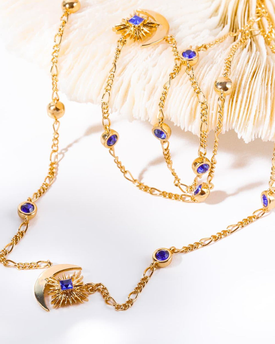 Moon & Star Shape Zircon Pendant Necklace - Crazy Like a Daisy Boutique