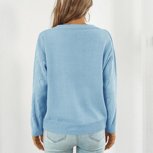 Openwork V-Neck Sweater - Crazy Like a Daisy Boutique #