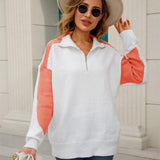 Two-Tone Collared Neck Dropped Shoulder Knit Top - Crazy Like a Daisy Boutique